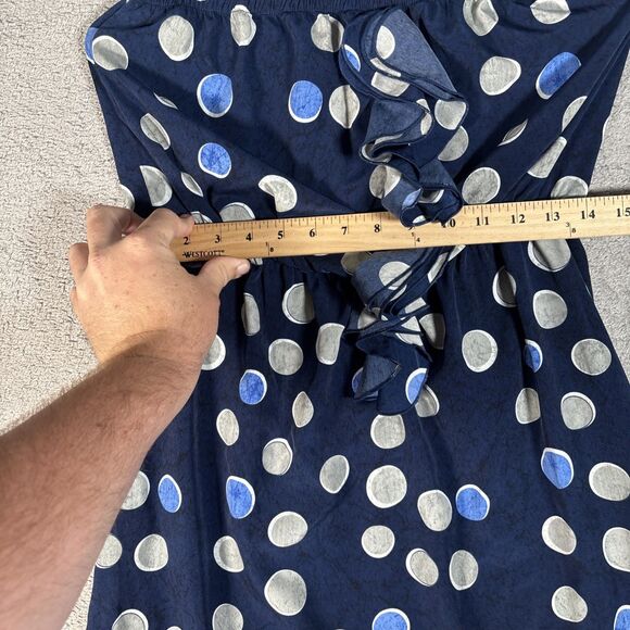 Banana Republic Mini Tube Dress Womens 0 Navy Polka Dot Y2K Ruffle Empire Waist - Picture 5 of 10